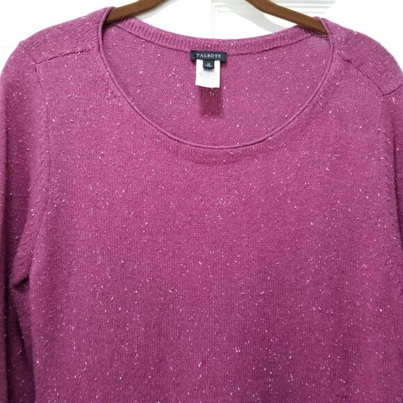 Talbots pullover cotton blend sweater sparkly size m vintage raspberry - Picture 4 of 12